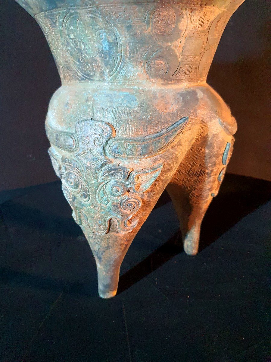 Vase Archaïque Chine Bronze Dynastie Shang ,xix Siècle. -photo-4