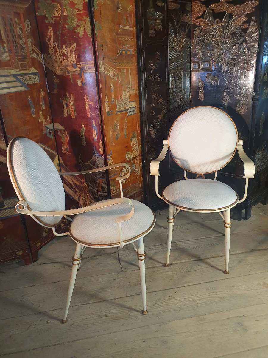 Pair Of 40s-50s Armchairs In The Garouste Bonetti Style.-photo-1