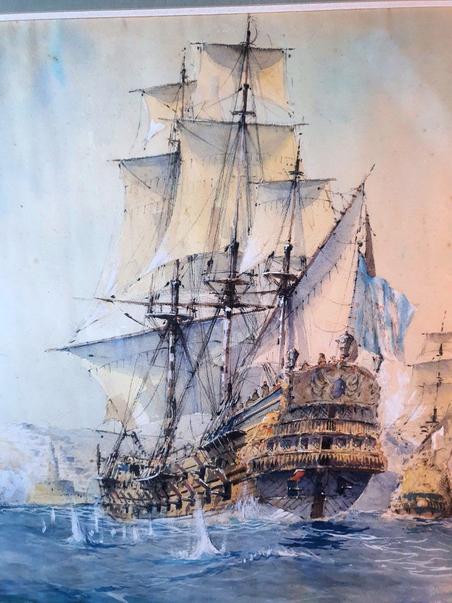 Tableau Marine, Bataille D Alger , Par Claude Le Baube.-photo-3