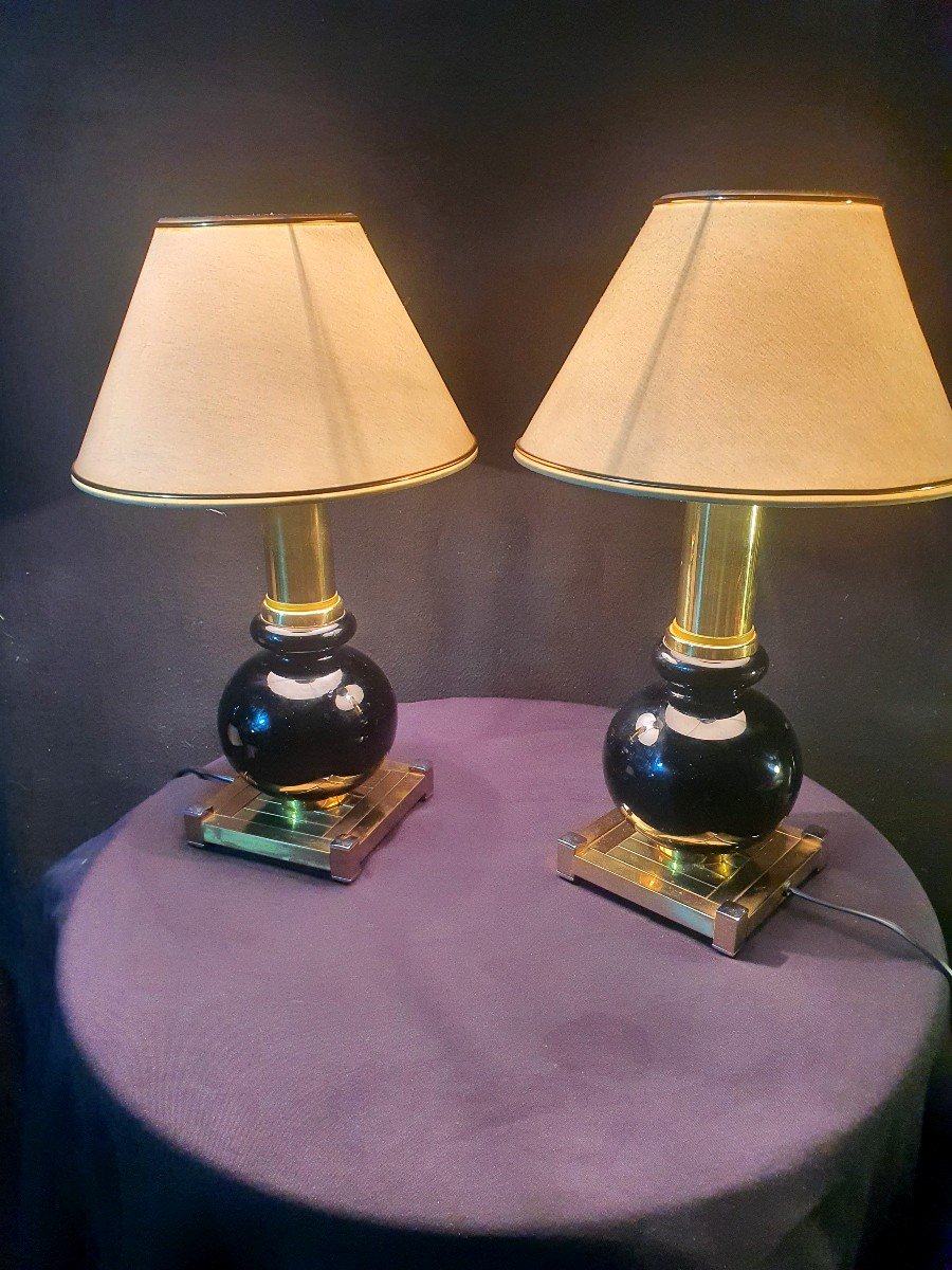 Paire De Lampes Vintage Esprit Willy Rizzo. -photo-3