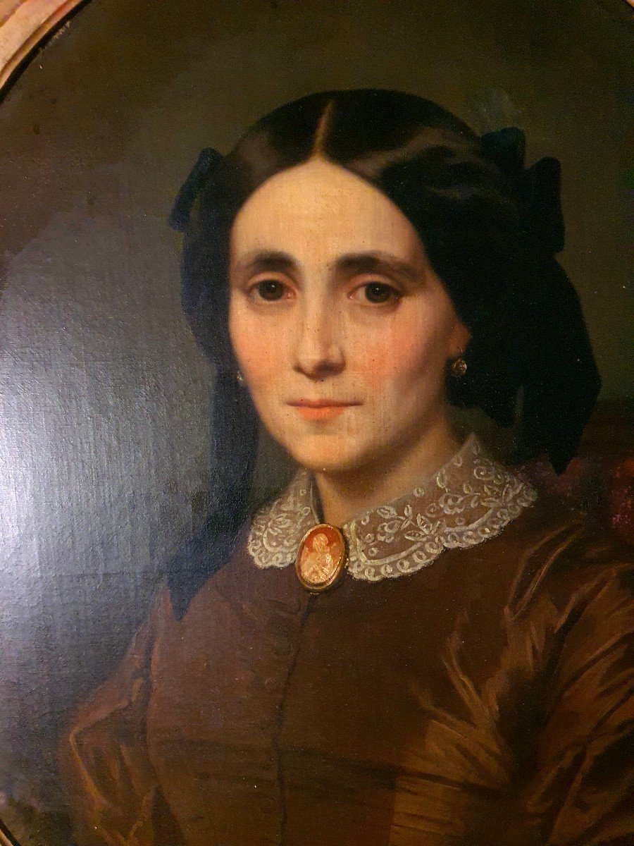 19th Century Portrait Painting, Young Woman Henry De Gray.-photo-2