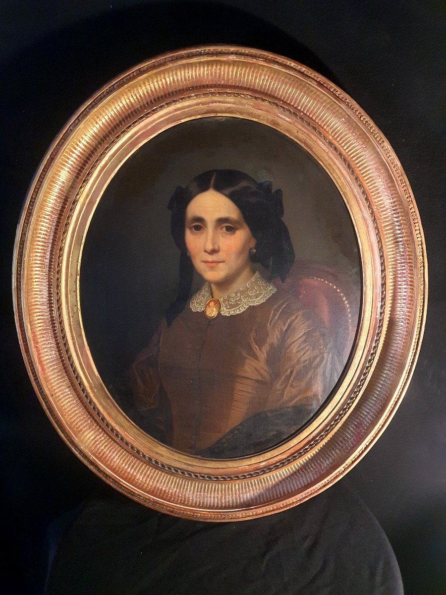 19th Century Portrait Painting, Young Woman Henry De Gray.-photo-3