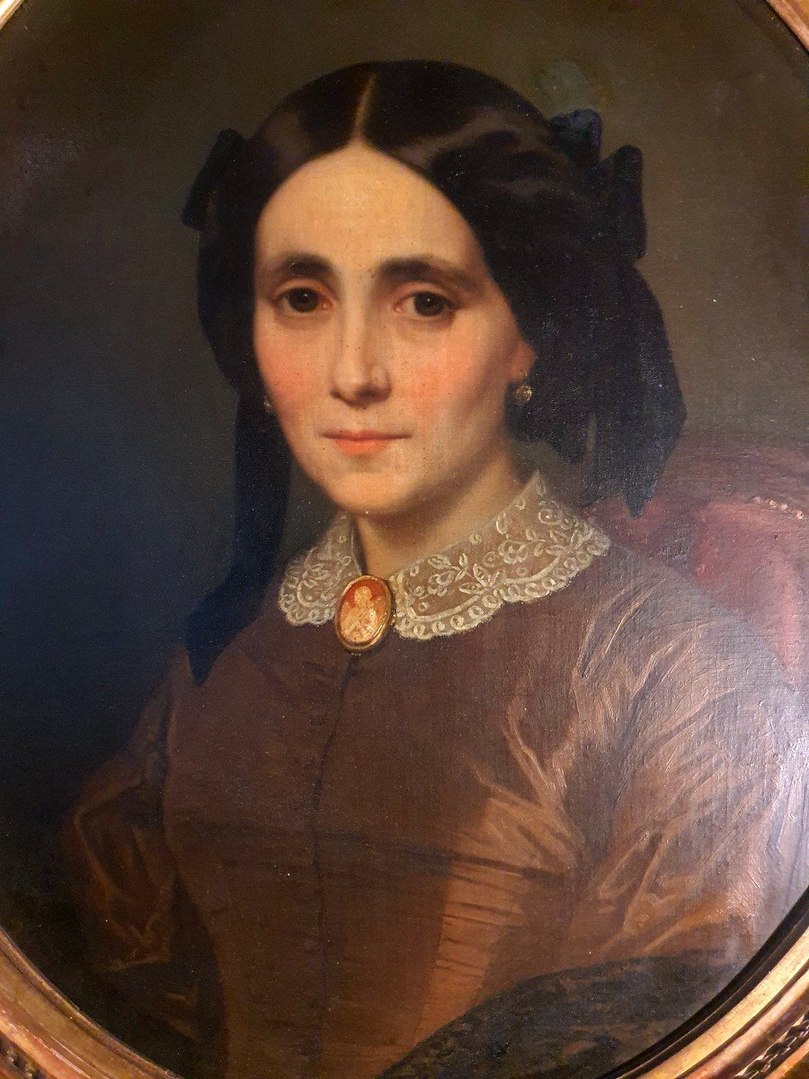 19th Century Portrait Painting, Young Woman Henry De Gray.-photo-4