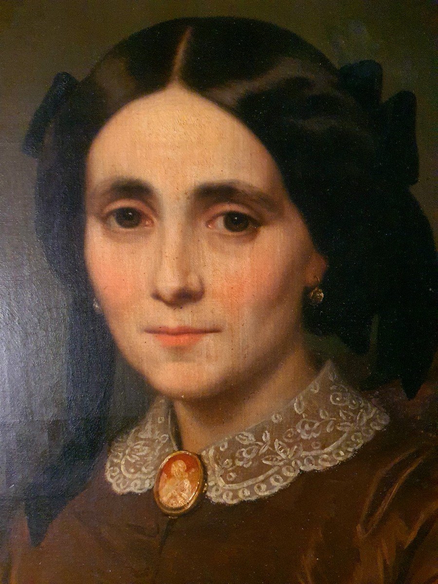19th Century Portrait Painting, Young Woman Henry De Gray.-photo-3