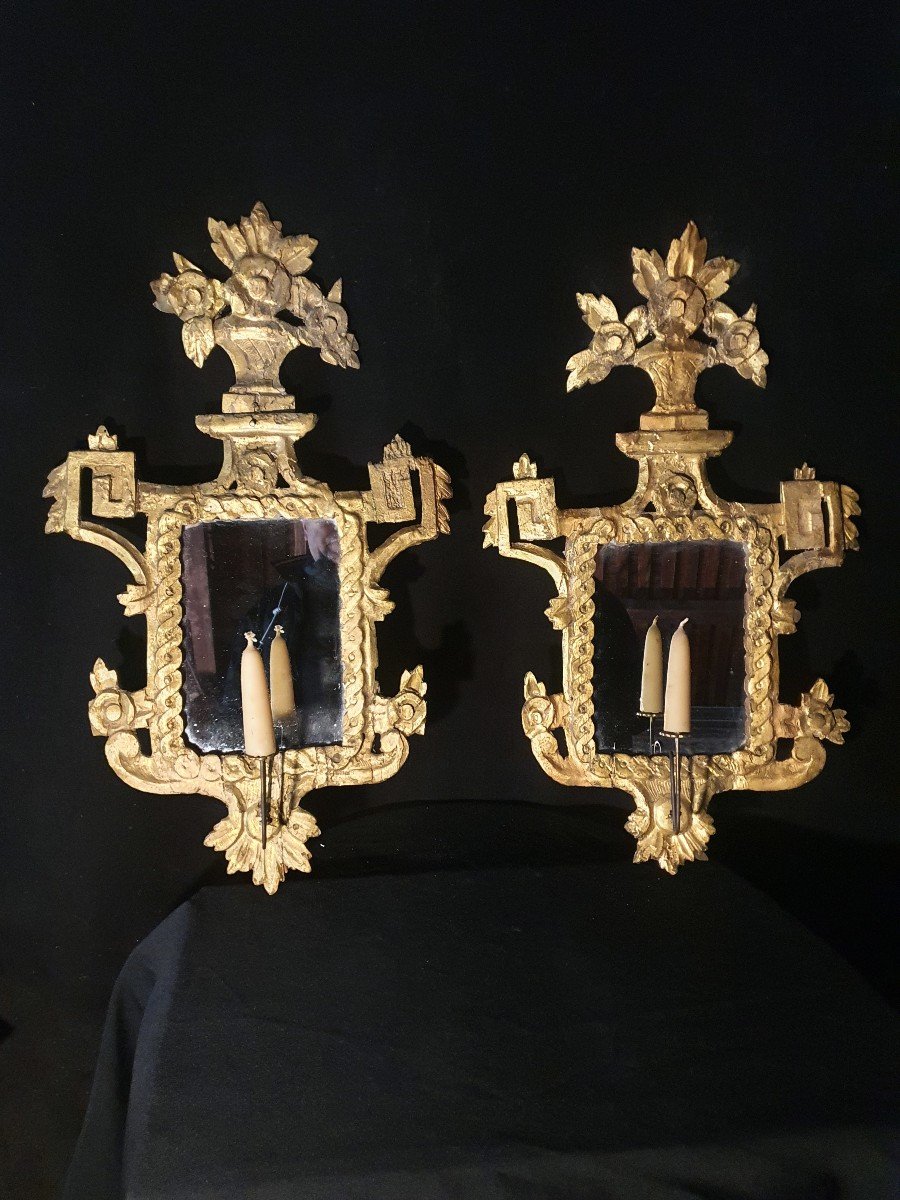 Pair Of Louis XVI, XVIII Gilded Mirrors, Provence Italy. 