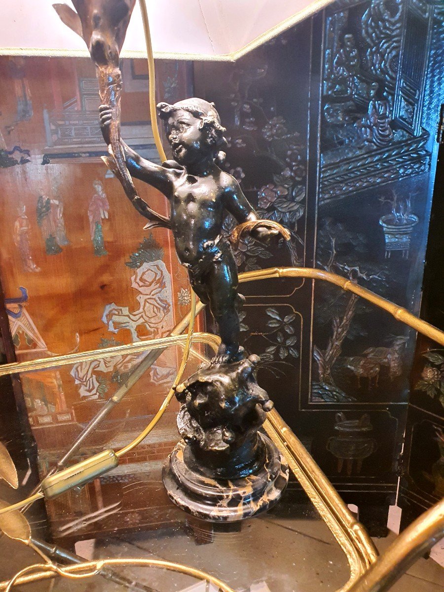 Bronze Sculpture Angel Torchère G De Kervéguen.-photo-4