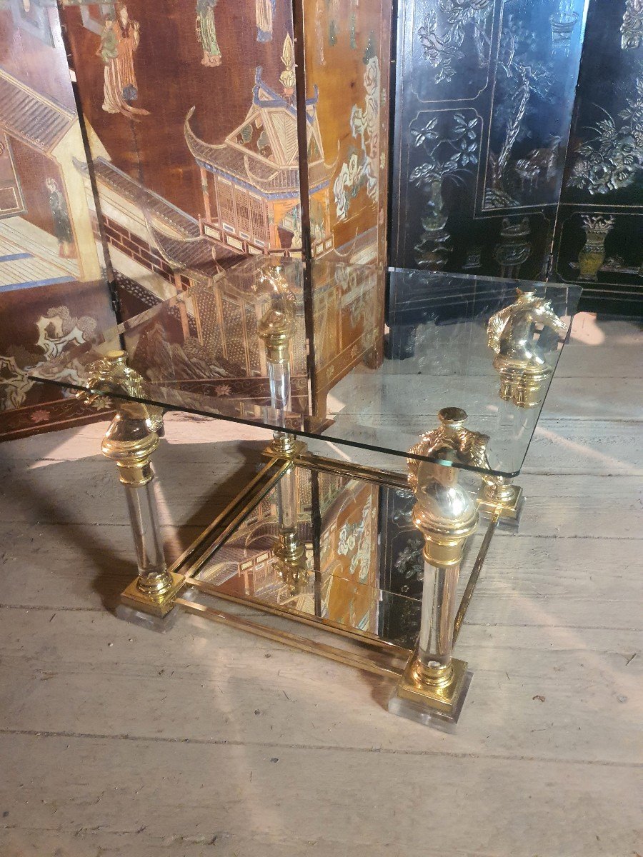 Table bout de canapé Chevaux Bronze Hollywood Regency Goût Maison Charles. -photo-6