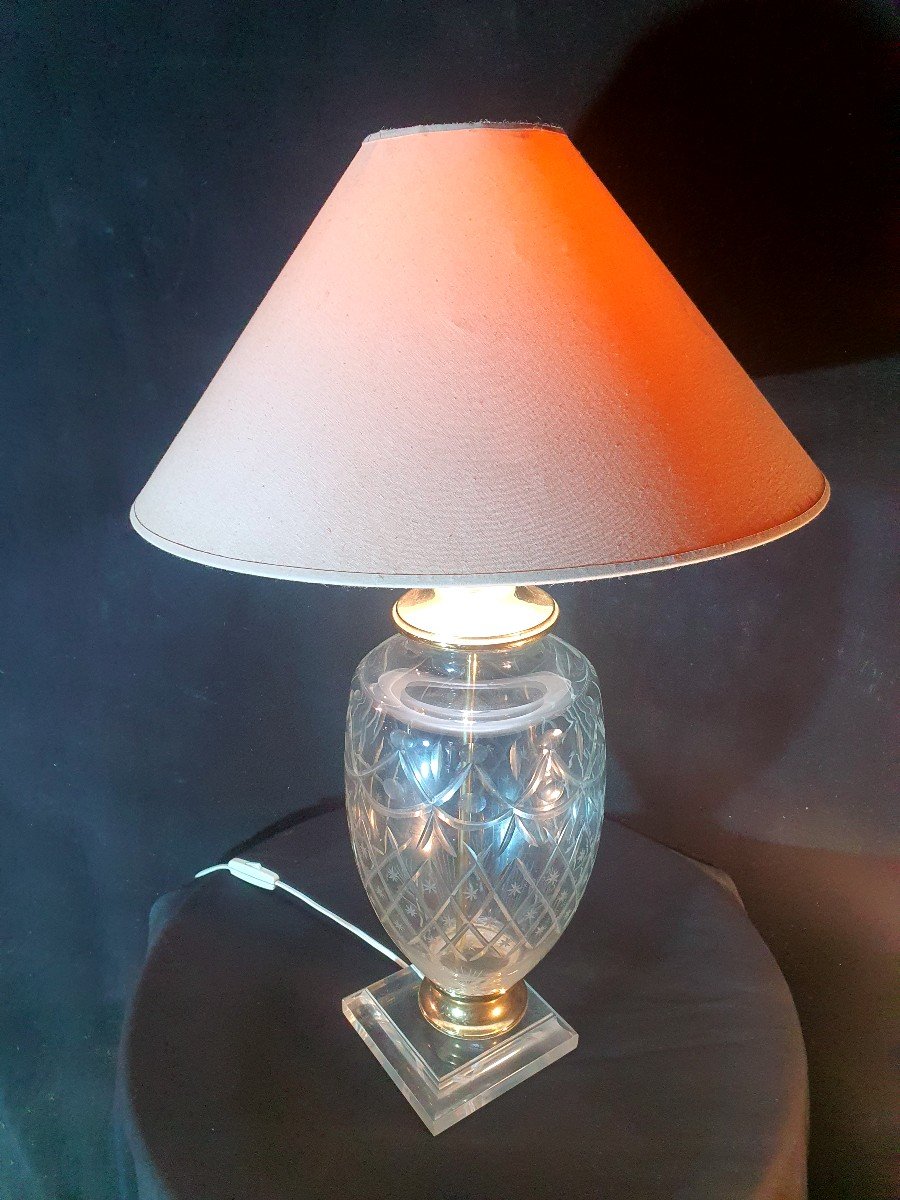 Vintage Crystal Egg Lamp, Hollywood Regency. -photo-2
