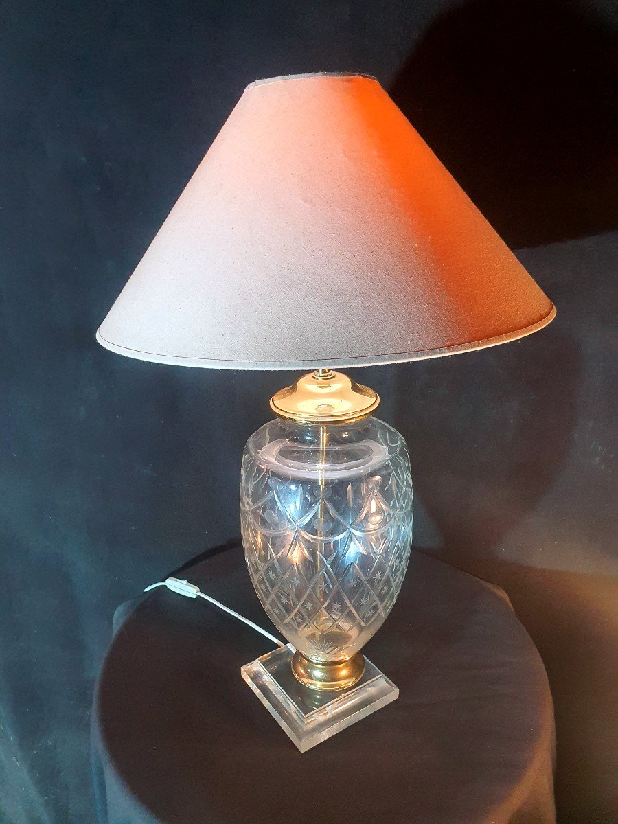 Vintage Crystal Egg Lamp, Hollywood Regency. 