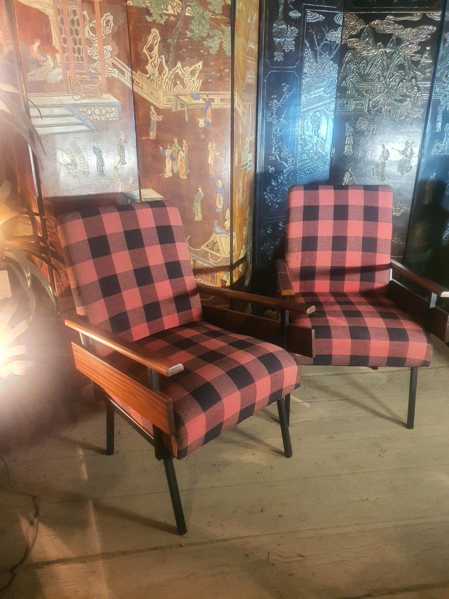 Pair Of Vintage 50s Armchairs, P Guariche Style.
