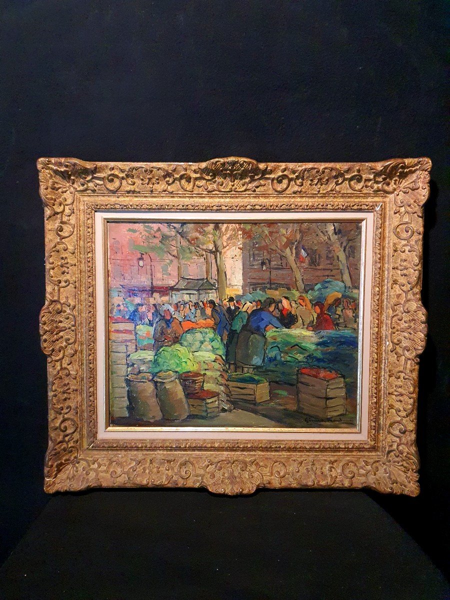 Tableau Art Déco, Marché Paris les halles, ,Girard Mond.