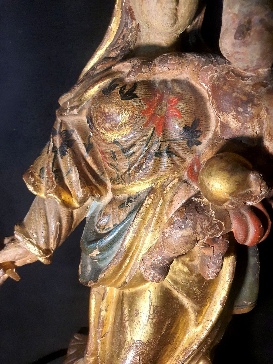 Sculpture Vierge Bois époque Louis XIV   XVII , XVIII .-photo-1
