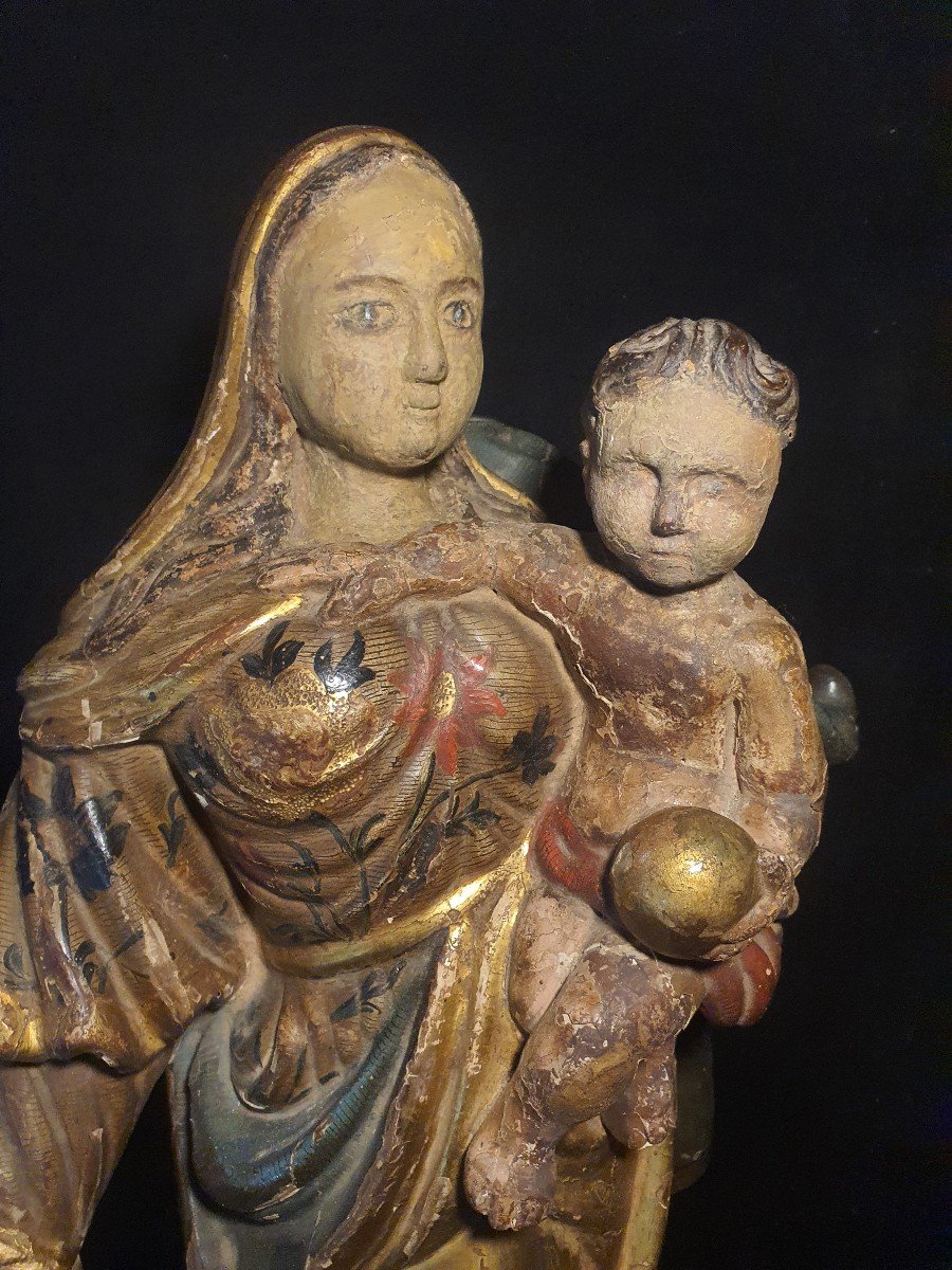 Sculpture Vierge Bois époque Louis XIV   XVII , XVIII .-photo-4