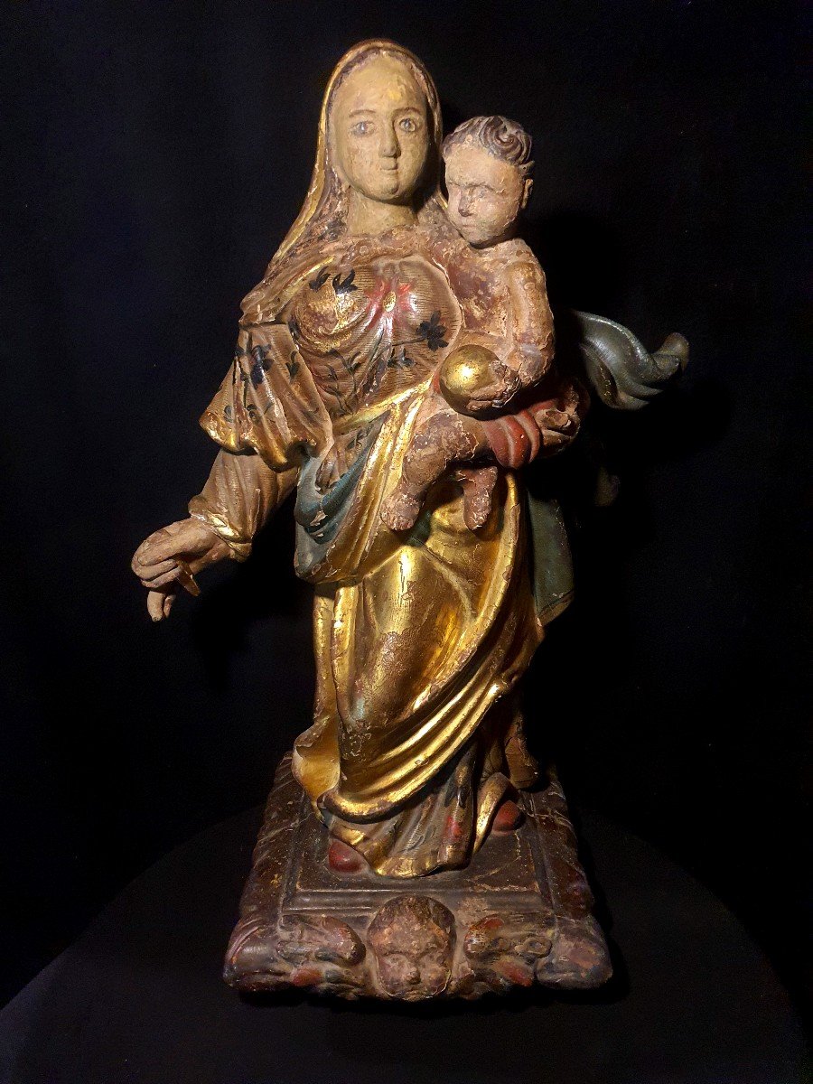 Sculpture Vierge Bois époque Louis XIV   XVII , XVIII .