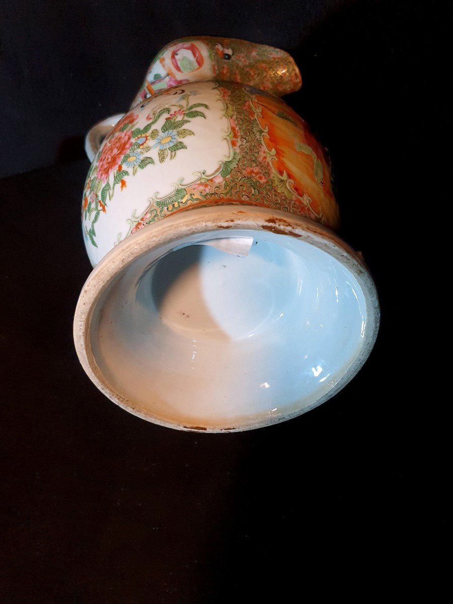 Grande Verseuse Chine Porcelaine Canton XIX Siècle. -photo-4