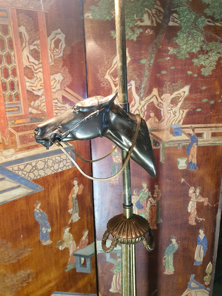 Lampadaire Vintage Tête Cheval Style Maison Jansen.-photo-4
