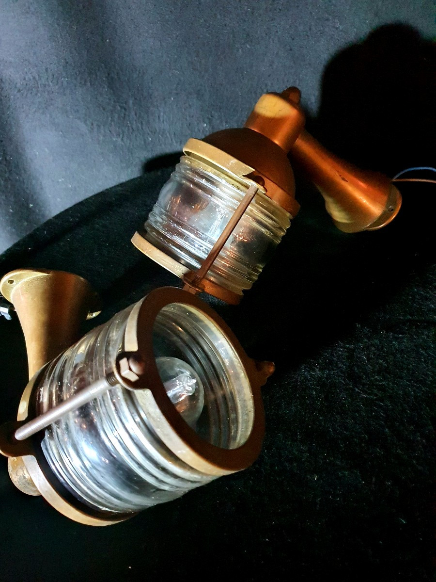 Pair Of Bronze Boat Wall Lights. 