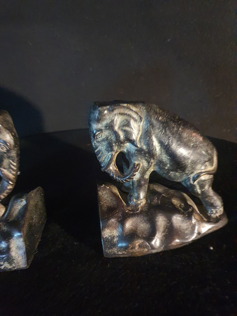 Paire De Serres Livres art déco  éléphants ,Pierre Chenet.-photo-1