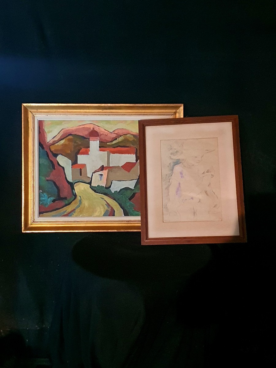 Tableau Art Déco Jeune Fille  Max Birrer. -photo-2