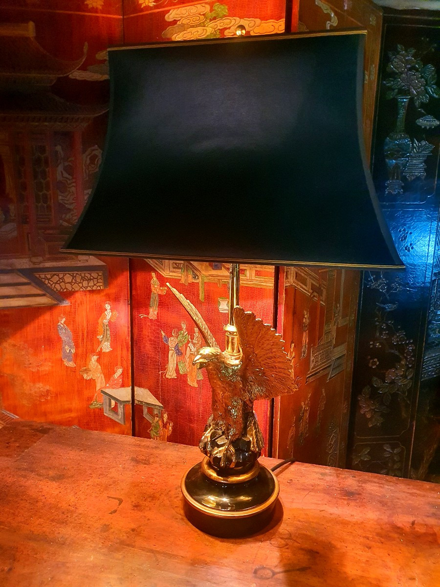 Lampe Vintage Hollywood Regency Aigle, Deknut.-photo-4