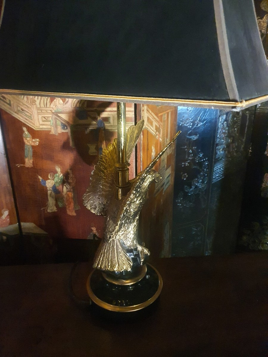 Lampe Vintage Hollywood Regency Aigle, Deknut.-photo-1