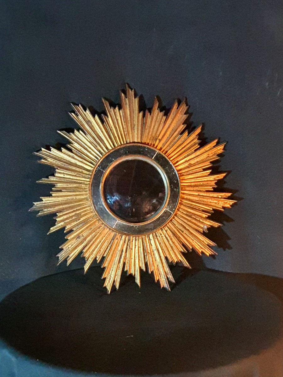 Witch Sun Mirror In Golden Wood. -photo-3