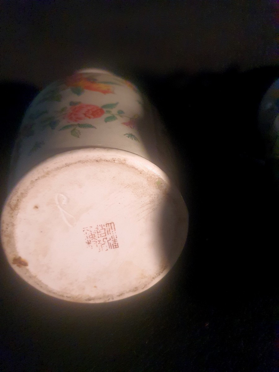 Paire De Vases Chine Famille Rose ,dynastie King.-photo-5