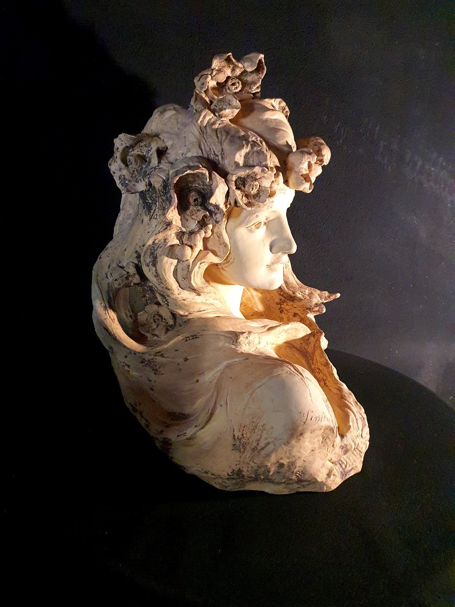 Sculpture Buste Féminin, Simon,Goldscheider.-photo-2