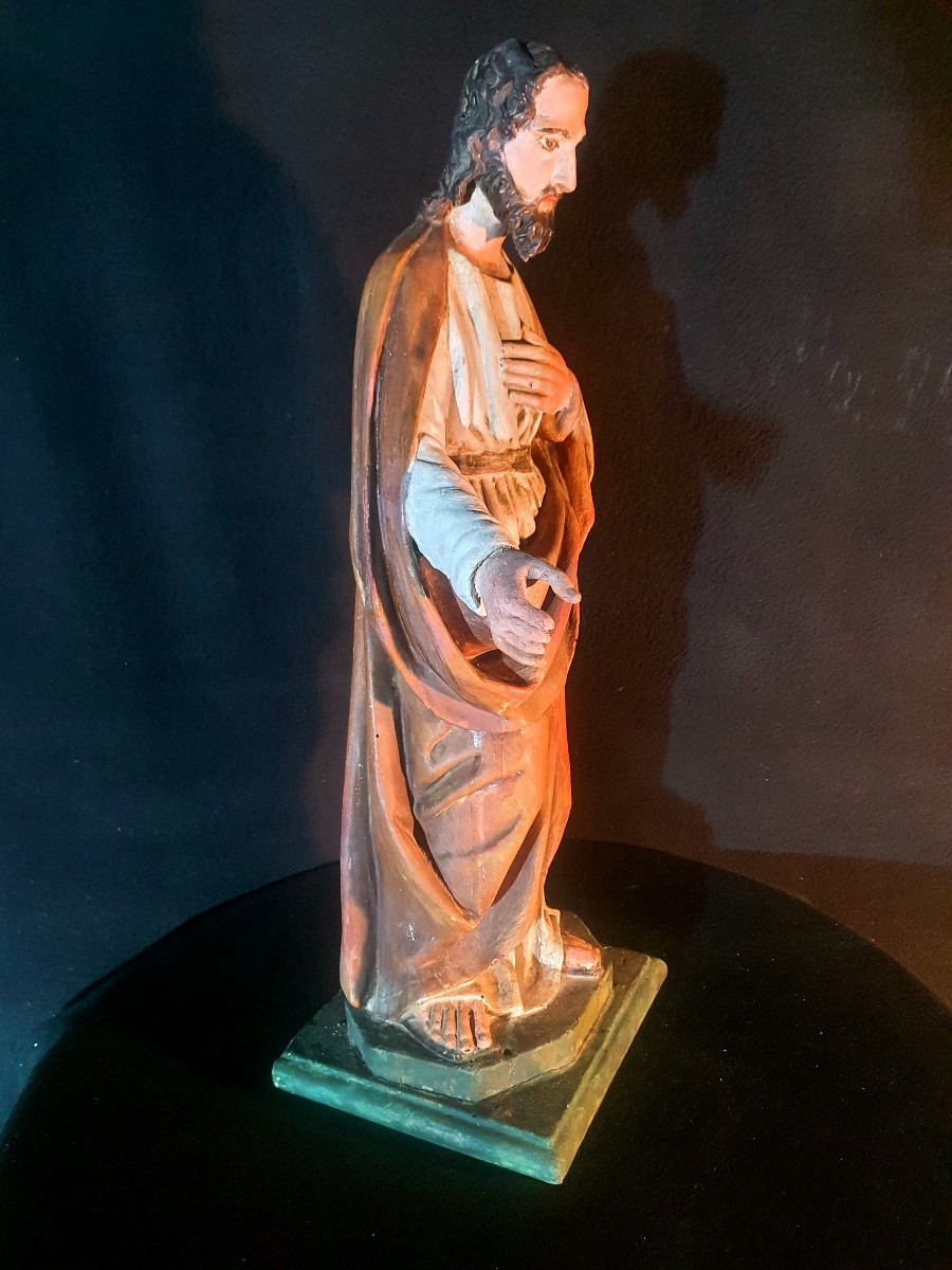 Sculpture bois polychrome Saint Joseph XVIII siècle. -photo-1