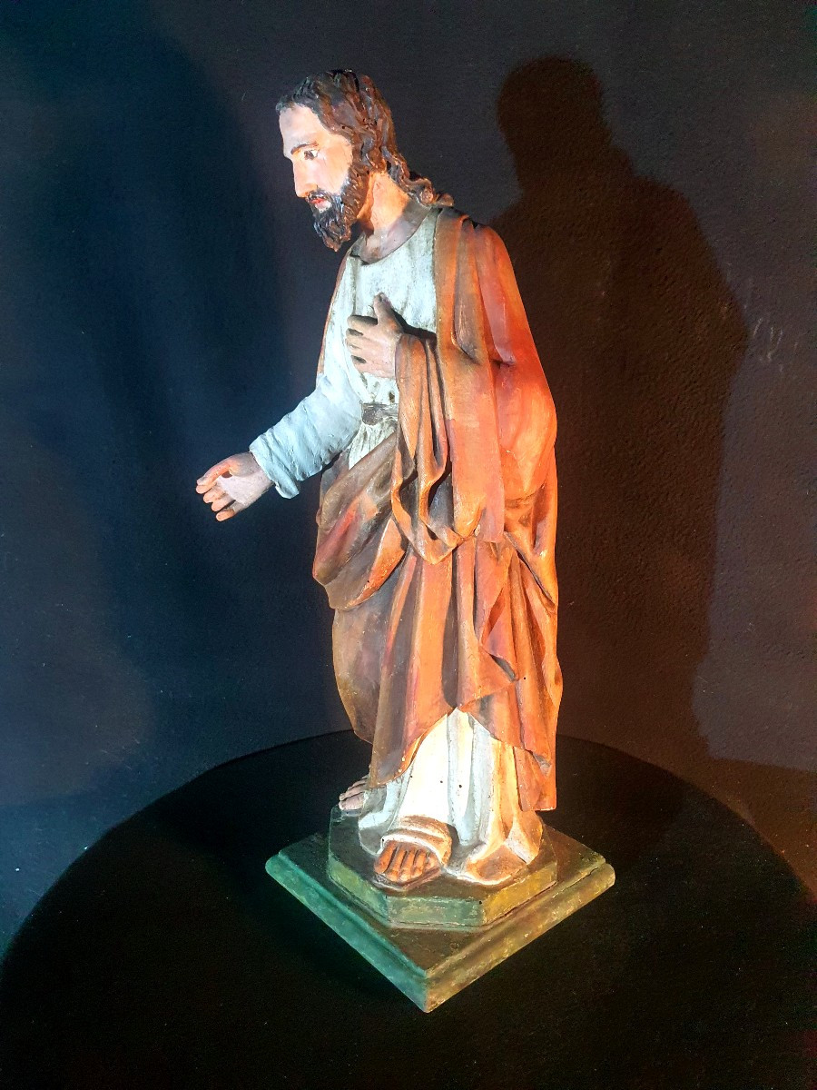 Sculpture bois polychrome Saint Joseph XVIII siècle. -photo-3