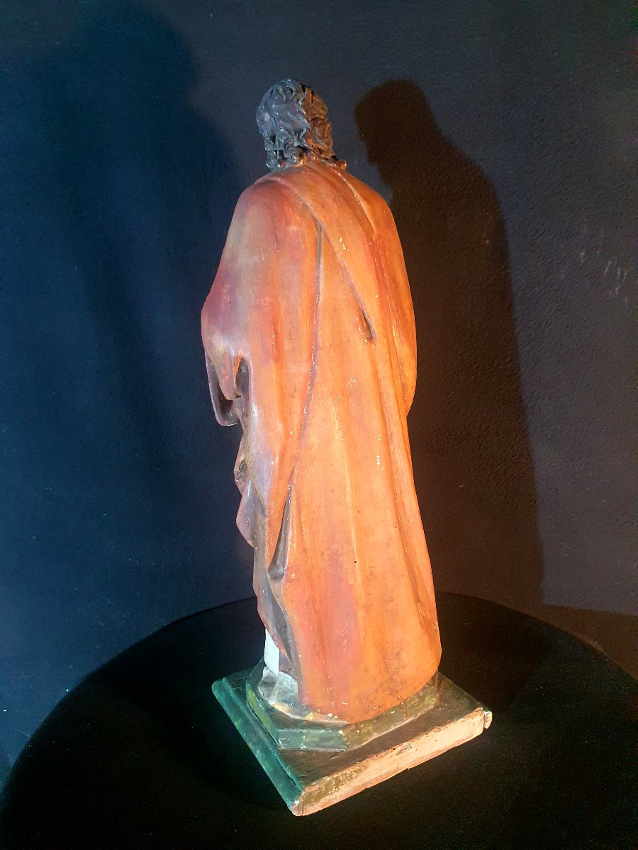 Sculpture bois polychrome Saint Joseph XVIII siècle. -photo-4