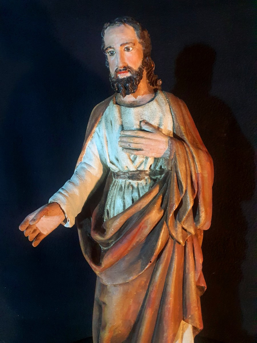 Sculpture bois polychrome Saint Joseph XVIII siècle. -photo-6