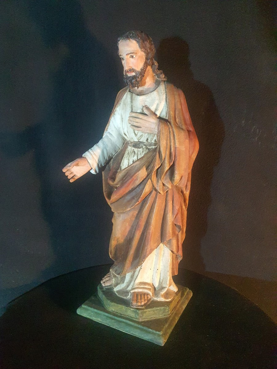 Sculpture bois polychrome Saint Joseph XVIII siècle. 