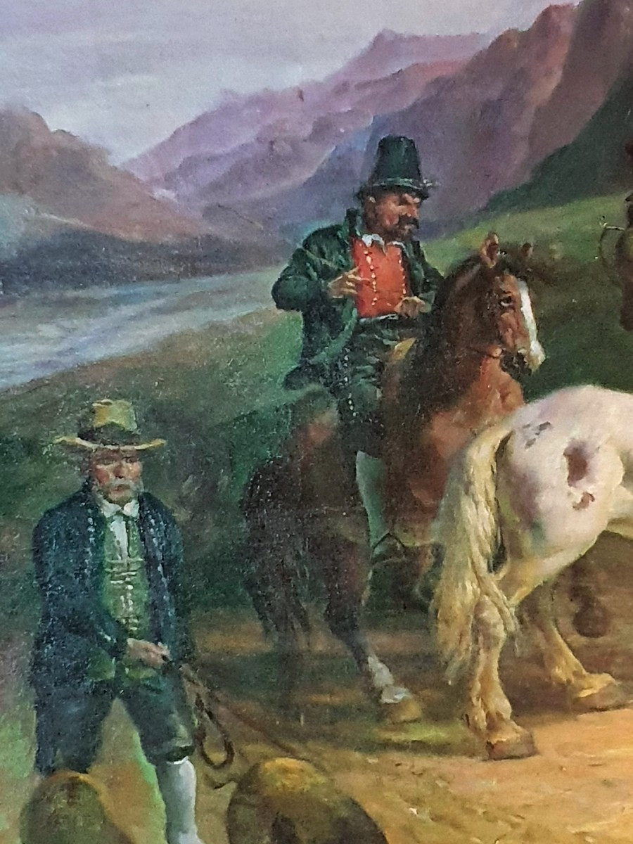 Painting, Hunting Scene, Mountain, Dutch Or Austrian-swiss School. -photo-5