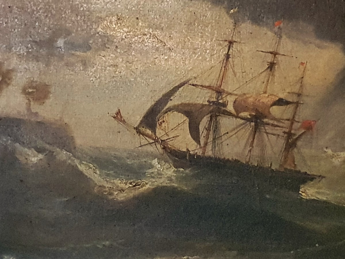 Tableau Marine XIX siècle. -photo-2