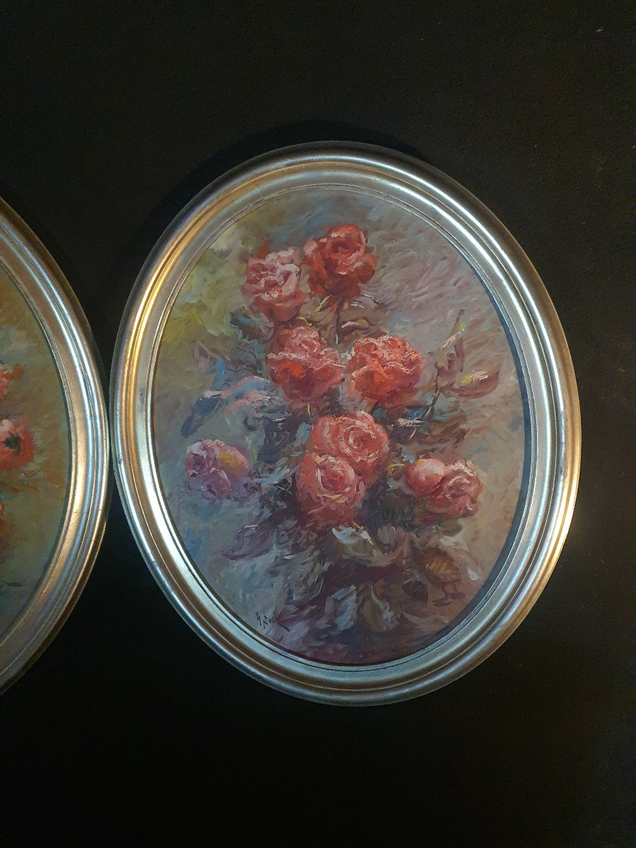 Paires de tableaux, bouquets de fleurs, Josep Buch.-photo-2