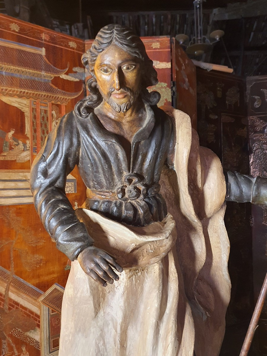 18th Century Wooden Sculpture, Saint John -photo-3
