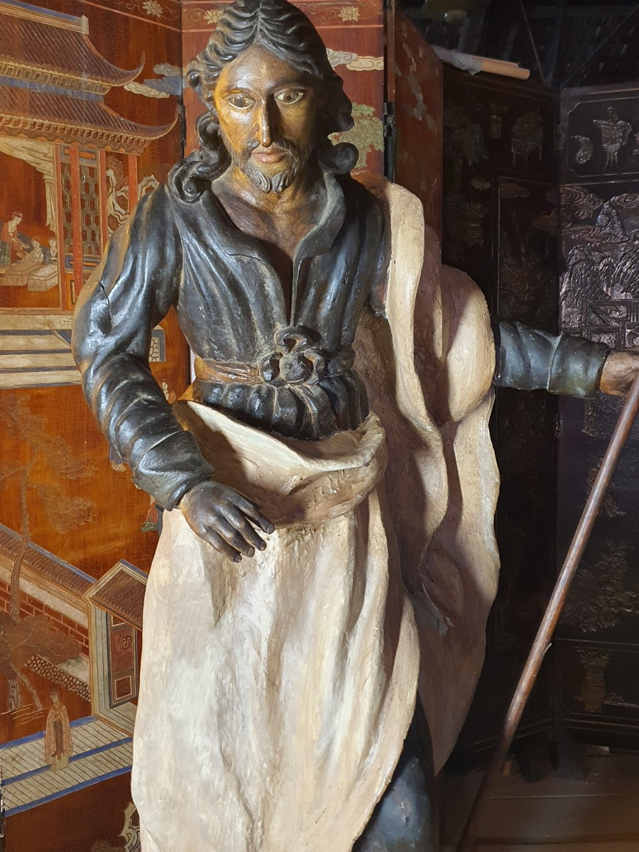 18th Century Wooden Sculpture, Saint John -photo-4