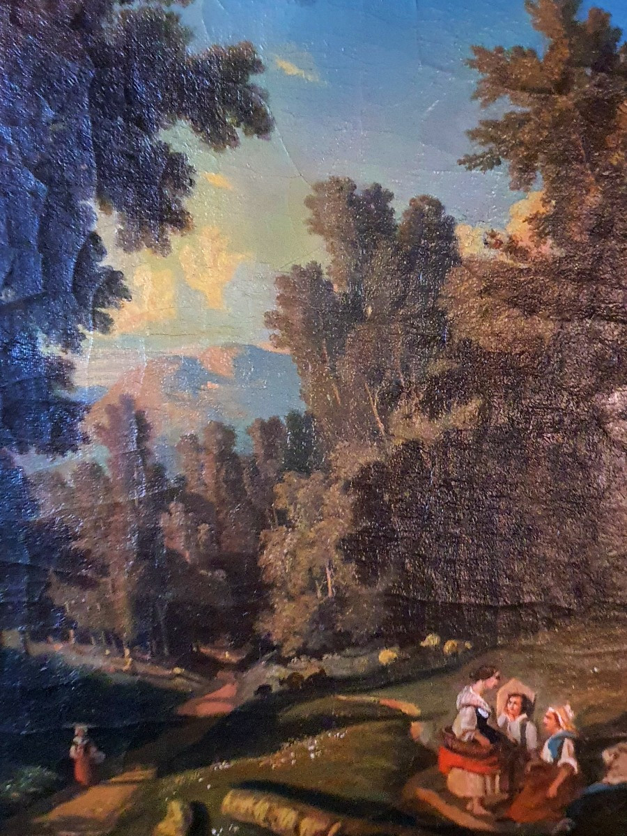Tableau romantique paysage XIX siècle. -photo-2