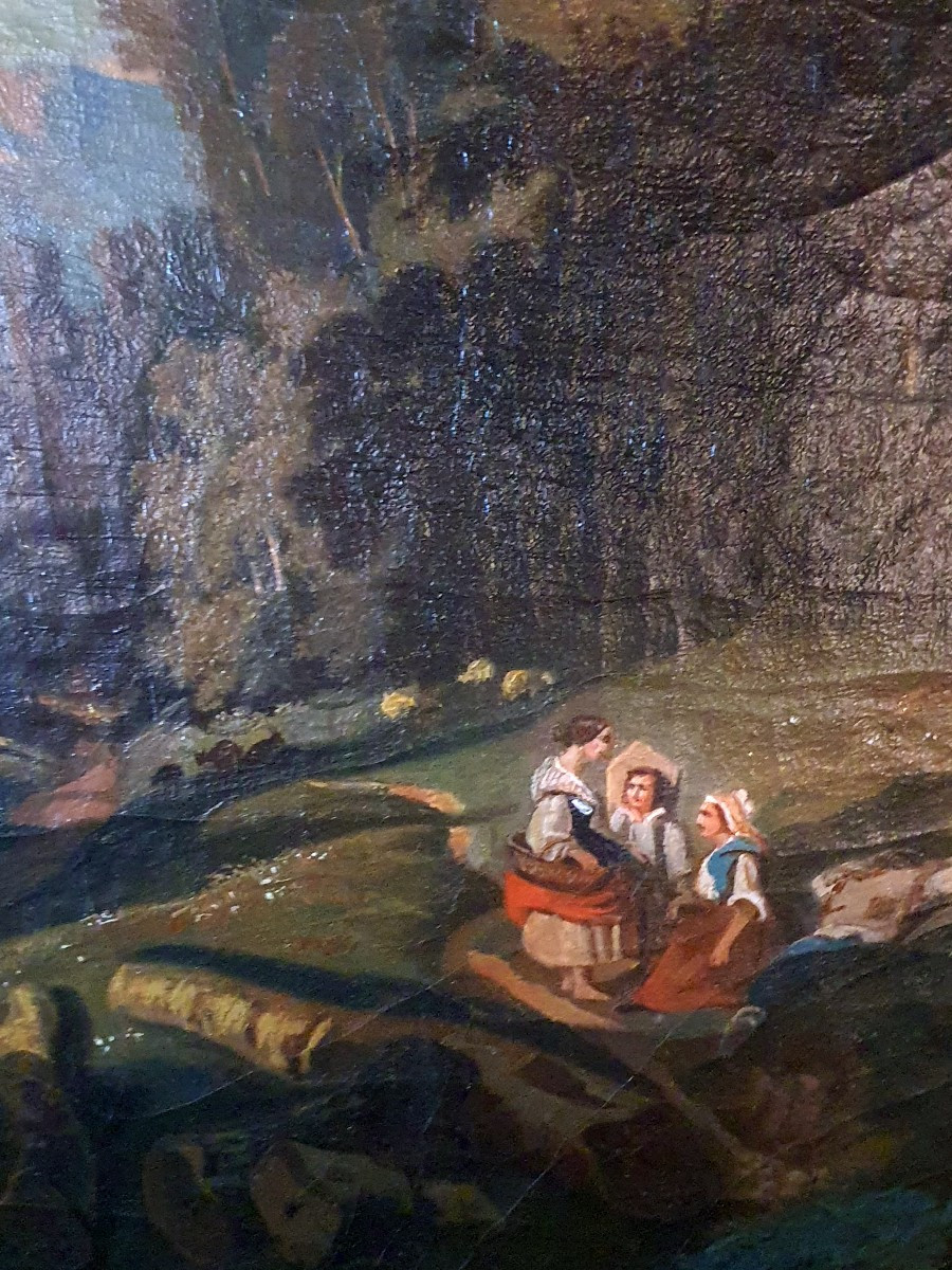 Tableau romantique paysage XIX siècle. -photo-3