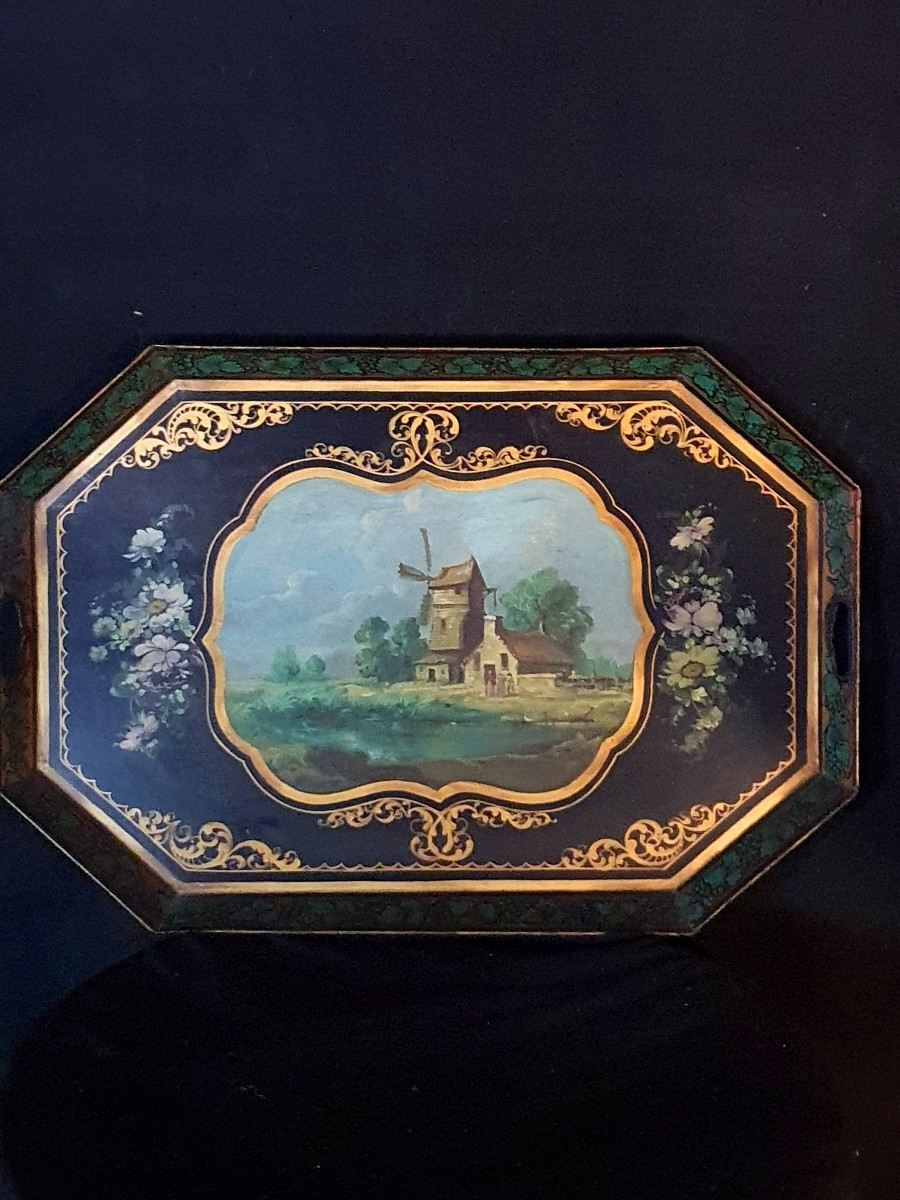 Plateau tôle peinte XIX siècle. 