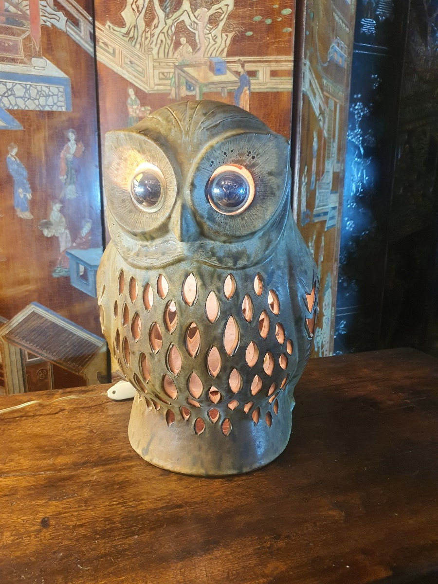 Lampe vintage, chouette, Agnès Escala.