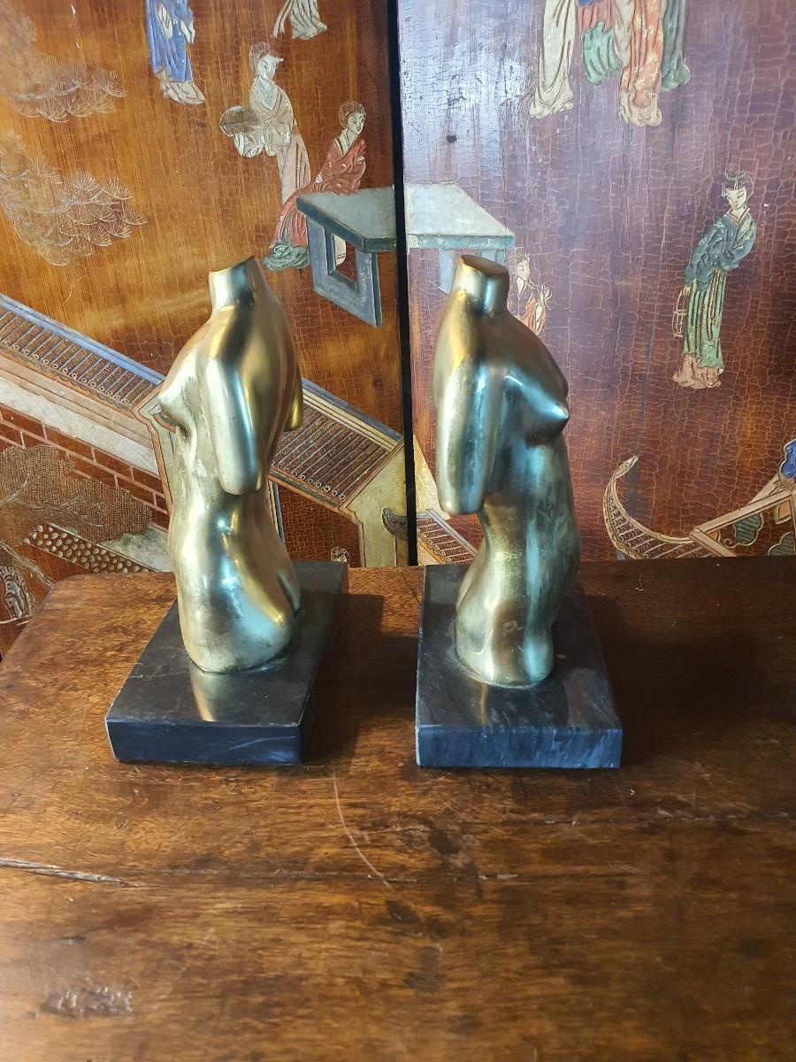 Pair Of Gilded Bronze Female Sculptures. -photo-3