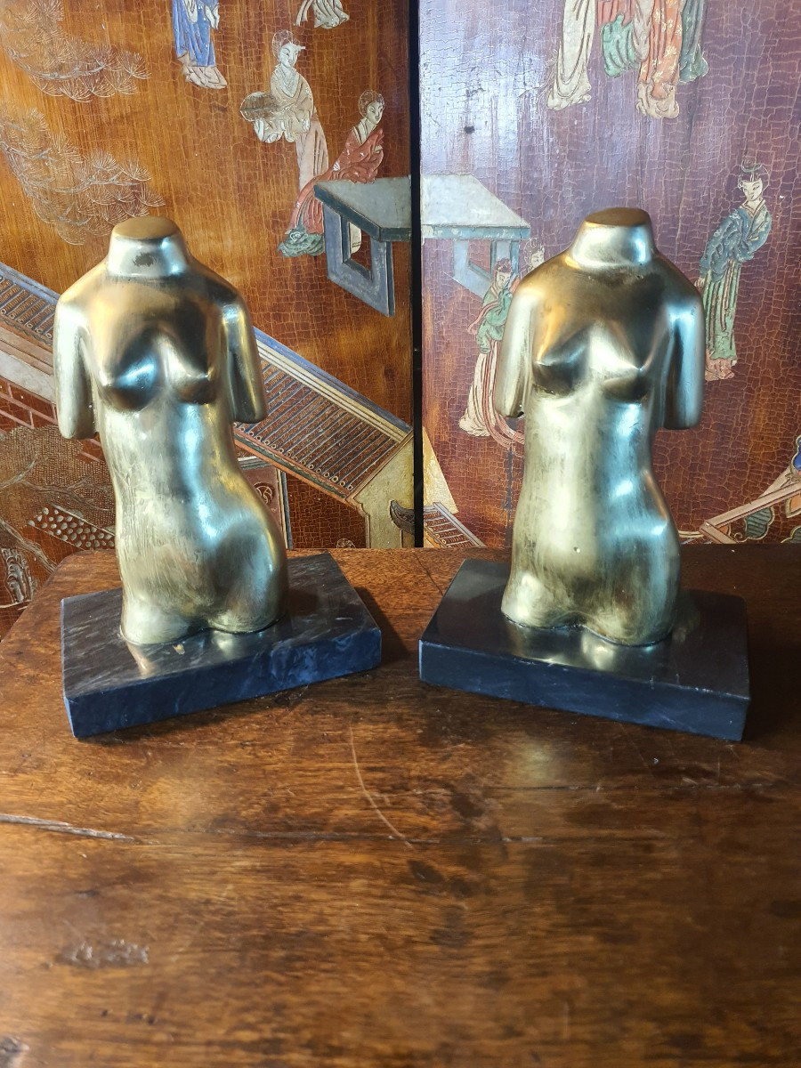 Pair Of Gilded Bronze Female Sculptures. -photo-4