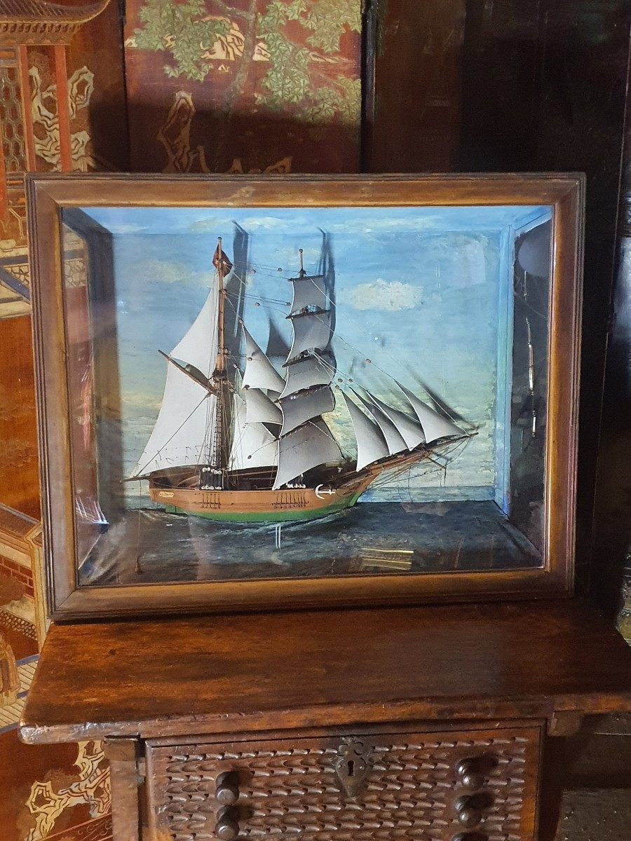 Large 19th Century Sailing Ship Diorama. -photo-2