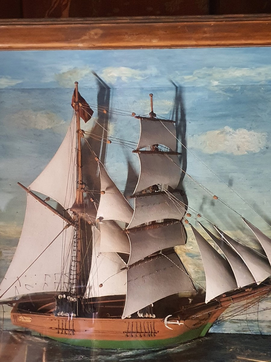 Large 19th Century Sailing Ship Diorama. -photo-3