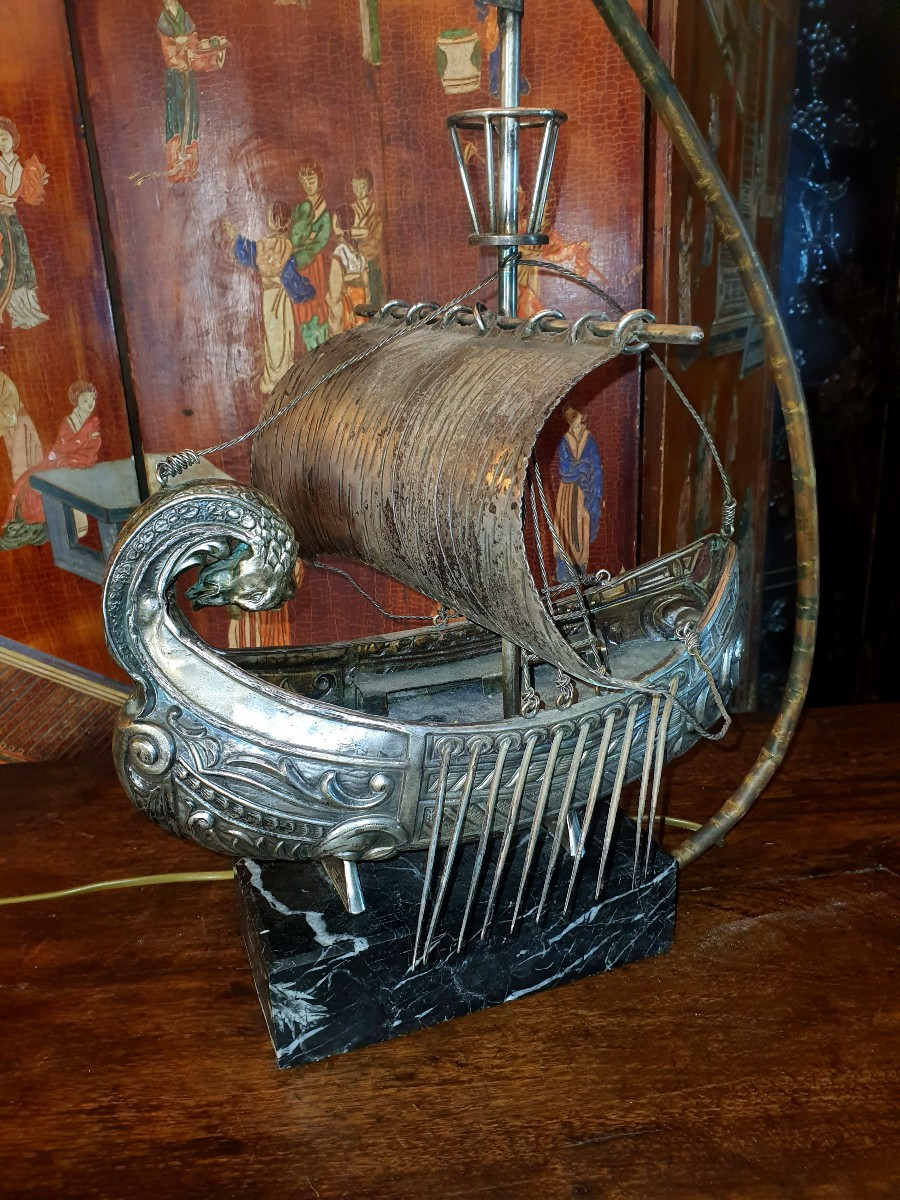 Lampe bateau bronze. -photo-2