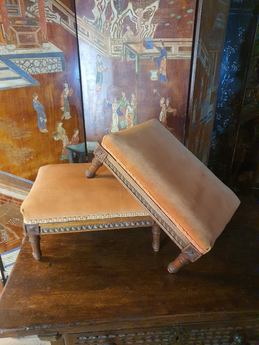 Paire de tabourets Louis XVI -photo-2