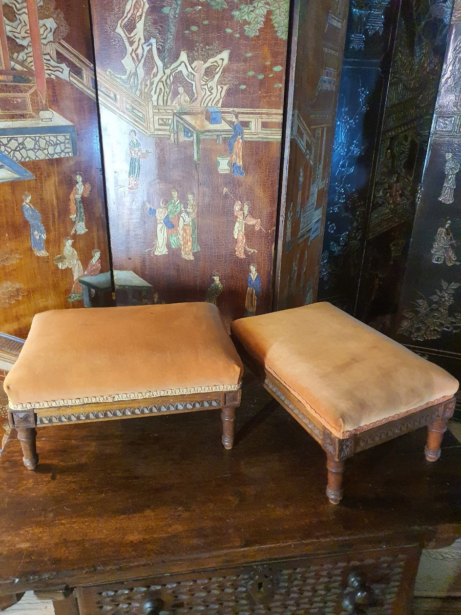 Paire de tabourets Louis XVI -photo-3