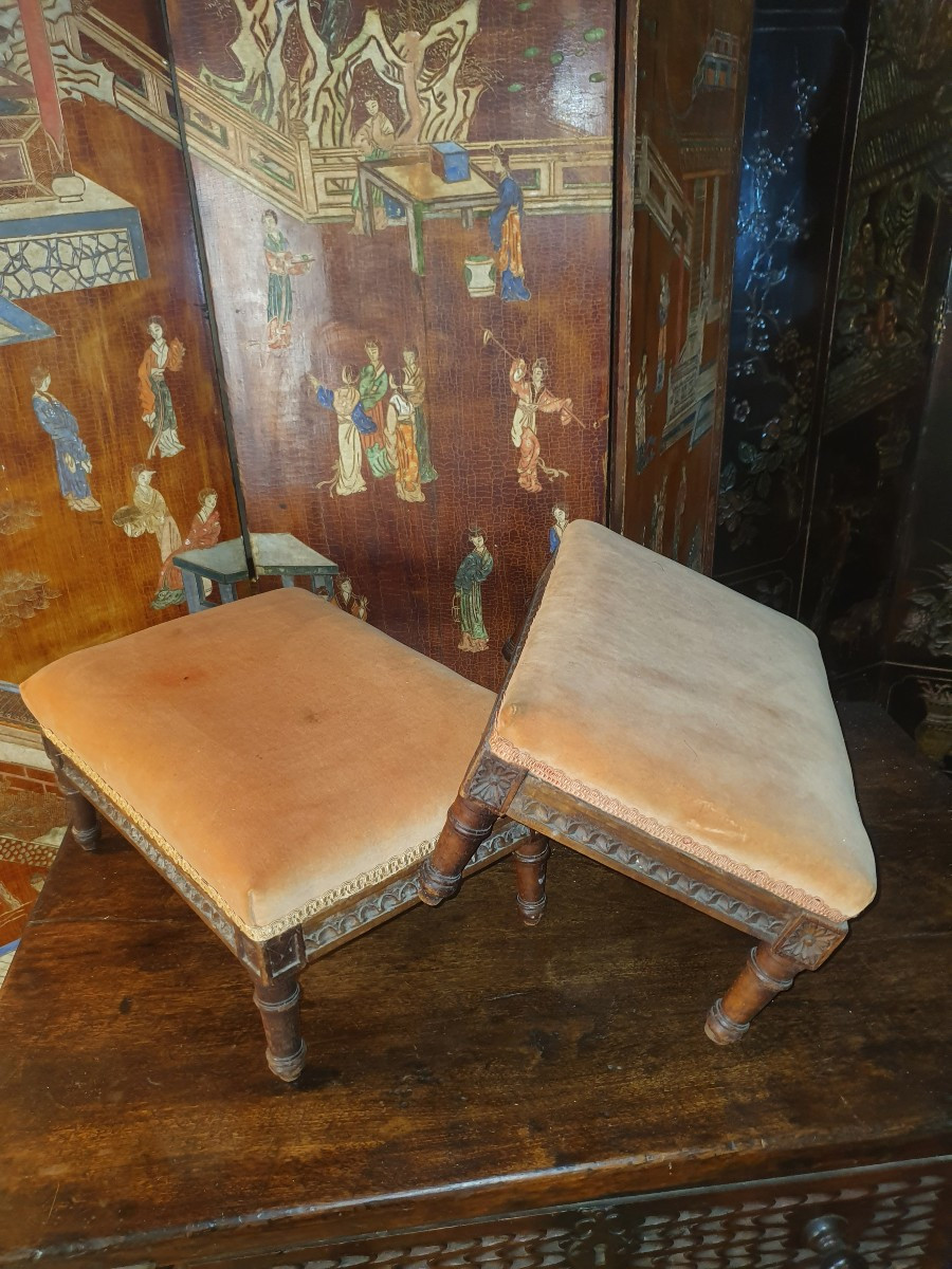 Paire de tabourets Louis XVI -photo-3